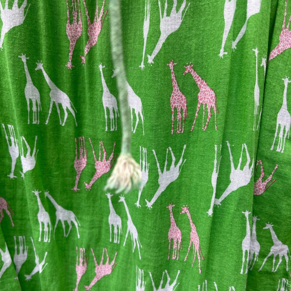 Boutique Giraffe Dress Green with Pink Ruffle Trim Sz M - Picture 8 of 10
